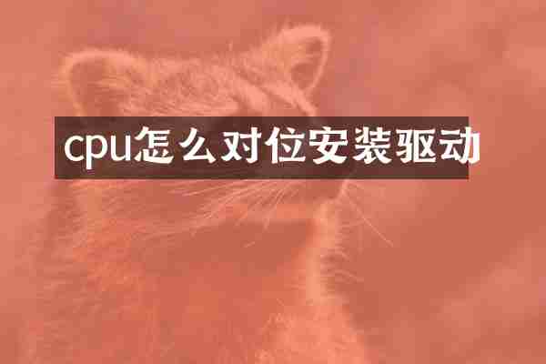 cpu怎么对位安装驱动