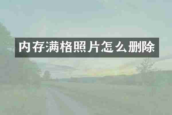 内存满格照片怎么删除
