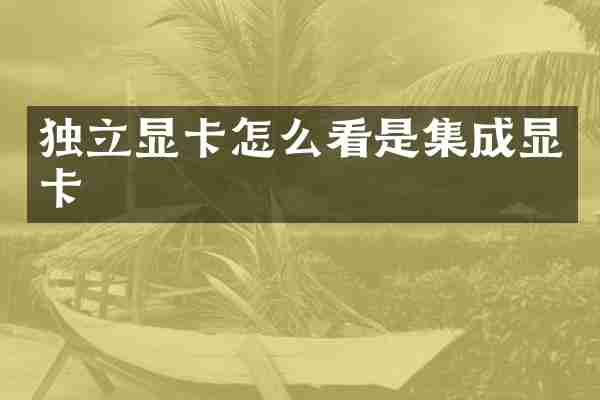 独立显卡怎么看是集成显卡
