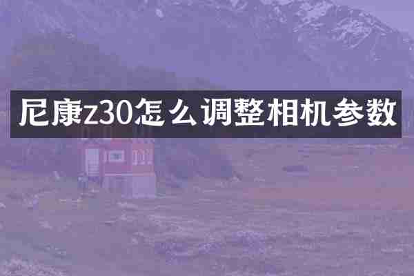 尼康z30怎么调整相机参数