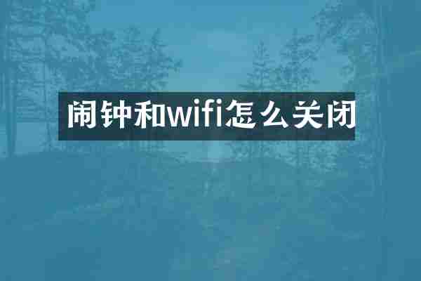 闹钟和wifi怎么关闭