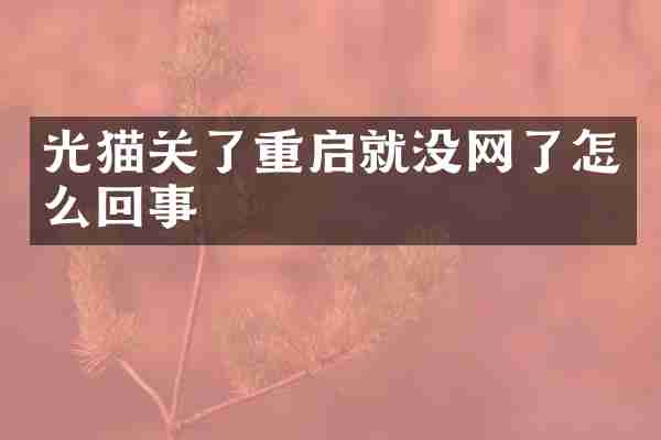 光猫关了重启就没网了怎么回事