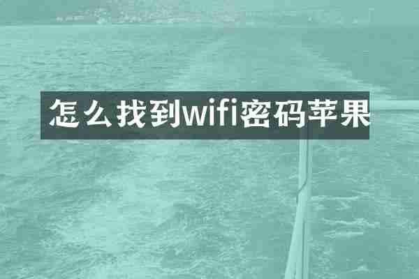 怎么找到wifi密码苹果