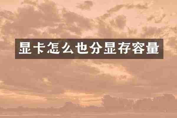 显卡怎么也分显存容量