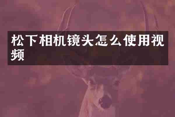 相机镜头怎么使用视频