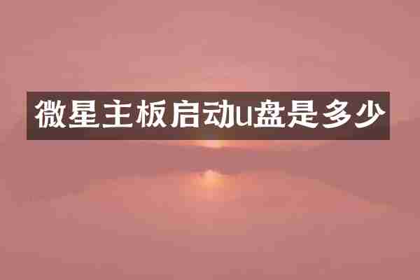 微星主板启动u盘是多少
