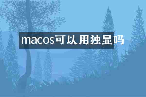 macos可以用独显吗
