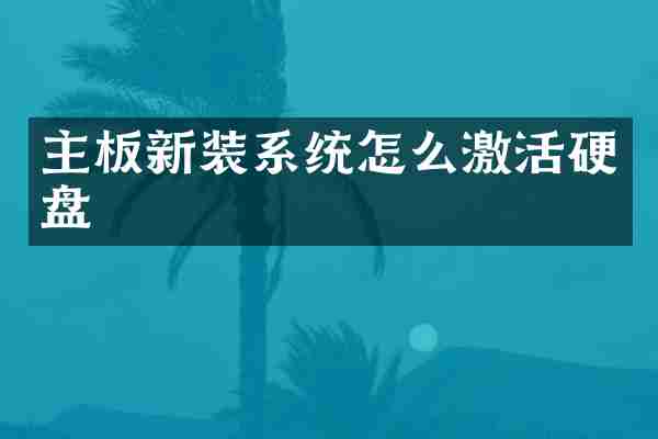 主板新装系统怎么激活硬盘