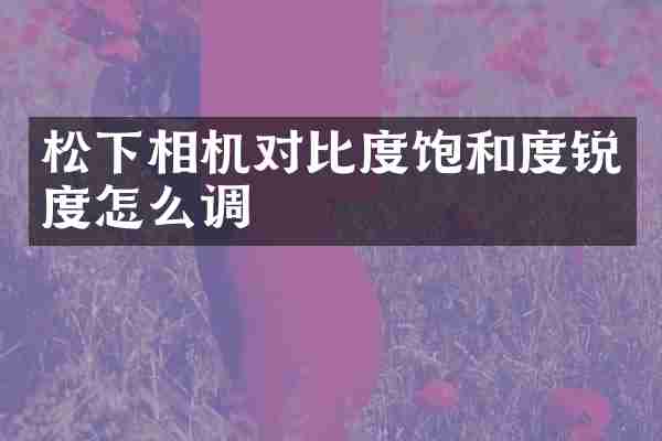 松下相机对比度饱和度锐度怎么调
