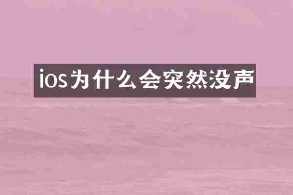 ios为什么会突然没声