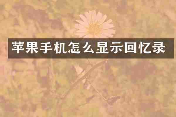 苹果手机怎么显示回忆录