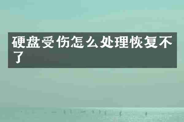 硬盘受伤怎么处理恢复不了