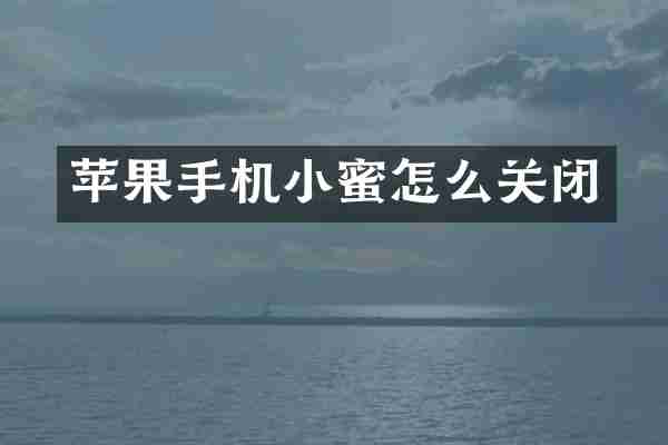 苹果手机小蜜怎么关闭