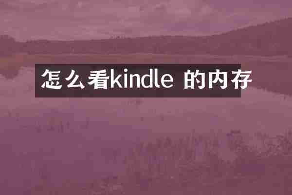 怎么看kindle 的内存