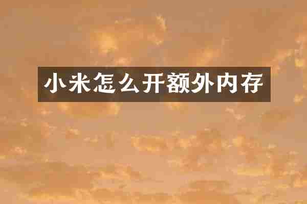 小米怎么开额外内存