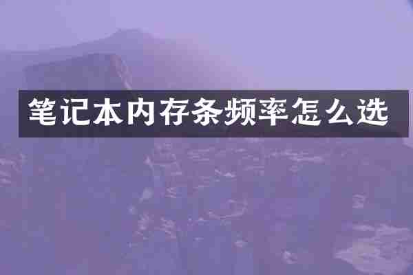 笔记本内存条频率怎么选