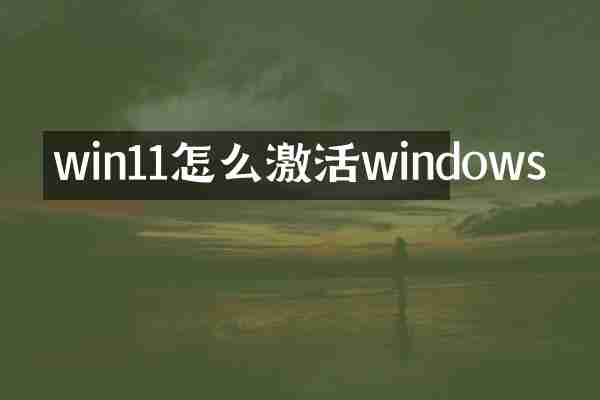 win11怎么激活windows
