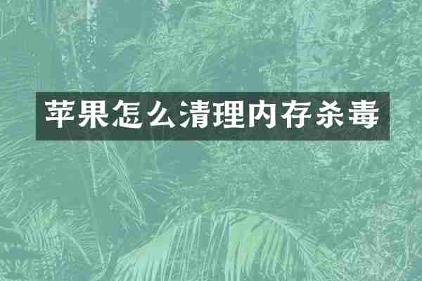苹果怎么清理内存杀毒