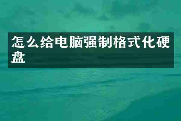 怎么给电脑强制格式化硬盘