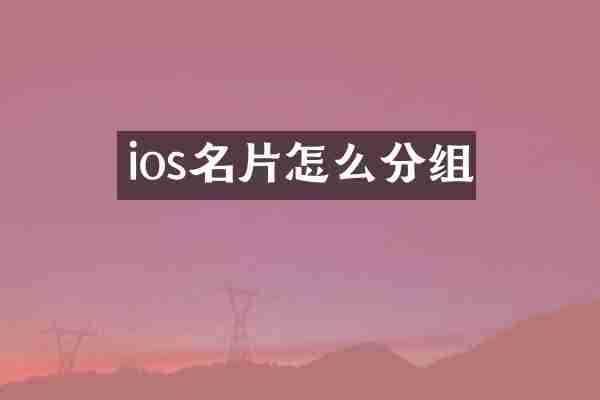 ios名片怎么分组