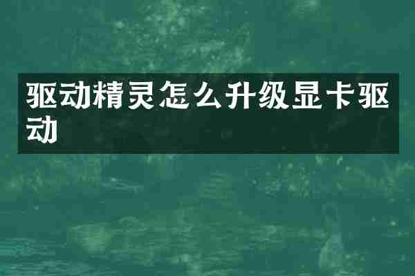 驱动精灵怎么升级显卡驱动