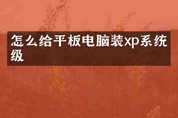 怎么给平板电脑装xp系统升级