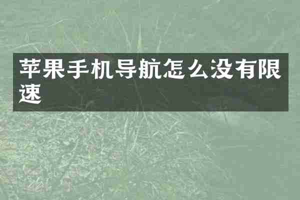 苹果手机导航怎么没有限速