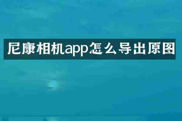 尼康相机app怎么导出原图