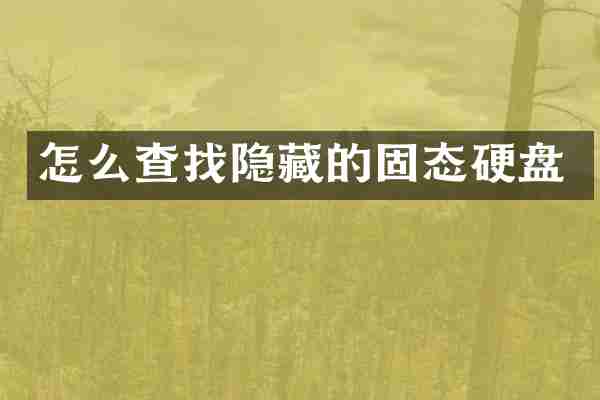 怎么查找隐藏的固态硬盘