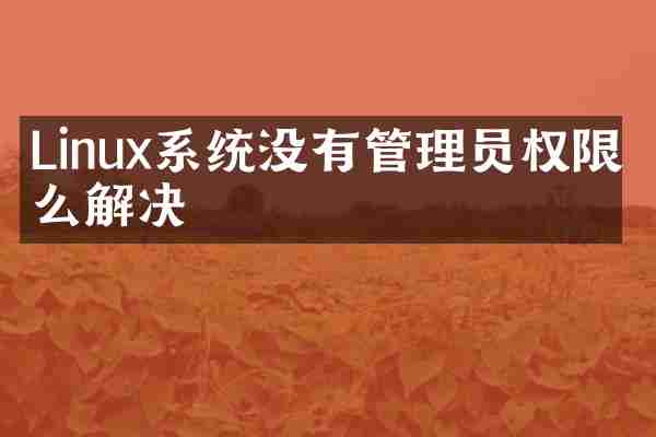 Linux系统没有管理员权限怎么解决