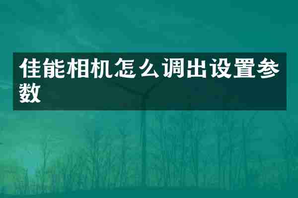 佳能相机怎么调出设置参数
