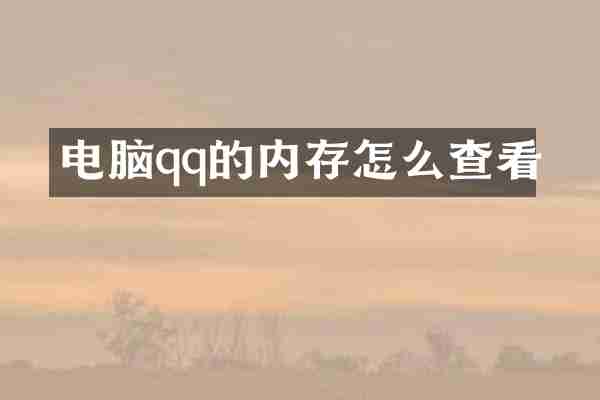电脑qq的内存怎么查看