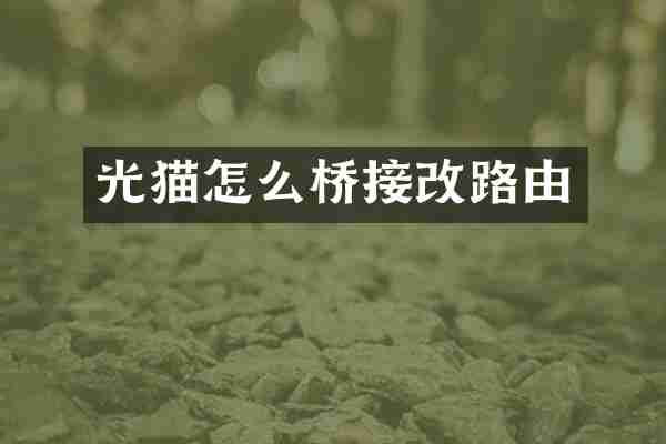 光猫怎么桥接改路由