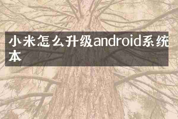 小米怎么升级android系统版本