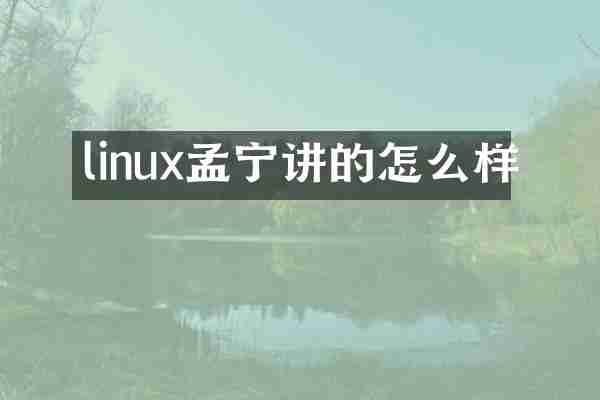 linux孟宁讲的怎么样