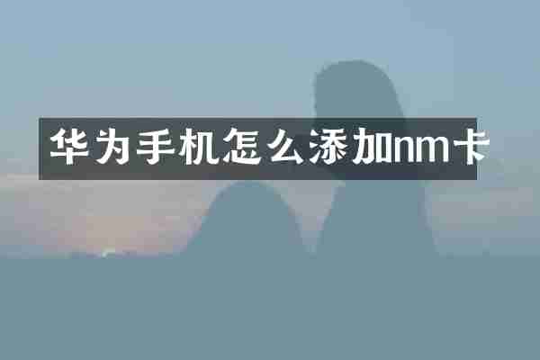 华为手机怎么添加nm卡