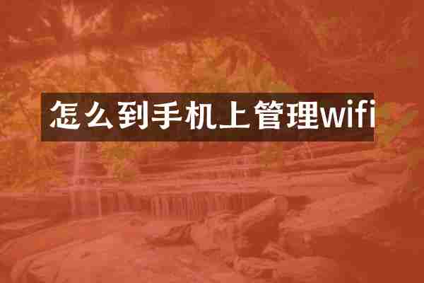 怎么到手机上管理wifi