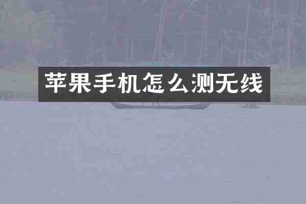 苹果手机怎么测无线