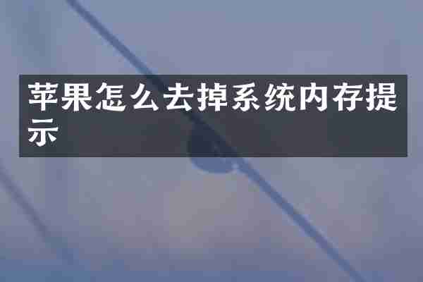 苹果怎么去掉系统内存提示