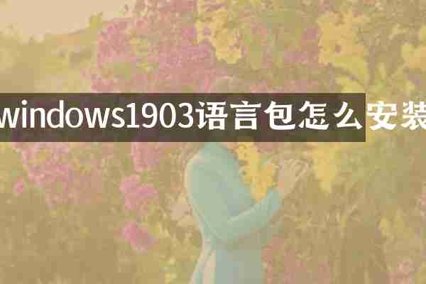 windows1903语言包怎么安装
