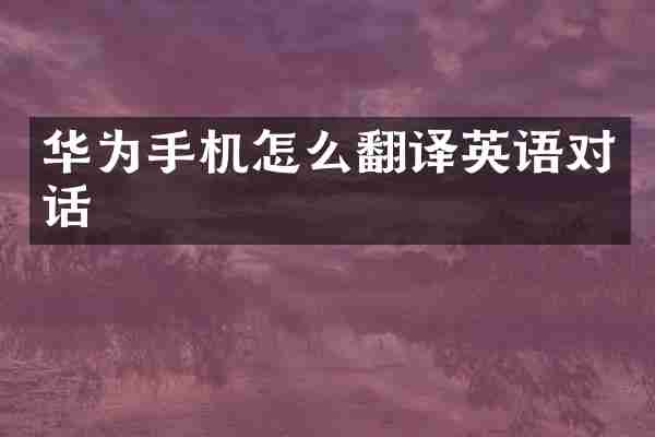 华为手机怎么翻译英语对话