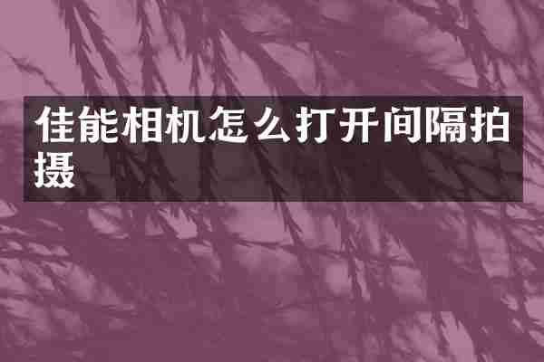 佳能相机怎么打开间隔拍摄