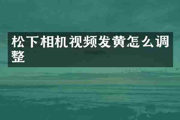 松下相机视频发黄怎么调整
