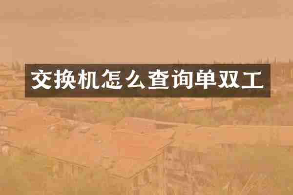 交换机怎么查询单双工