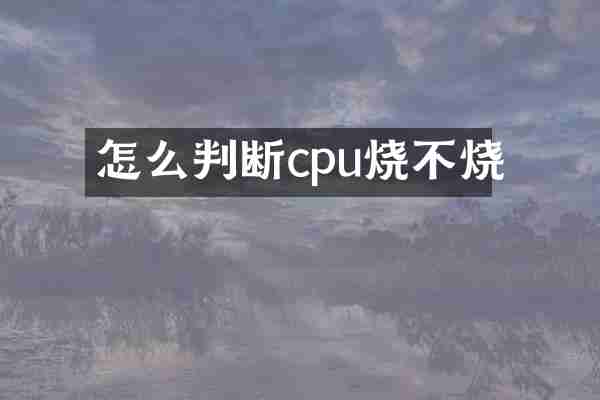怎么判断cpu烧不烧