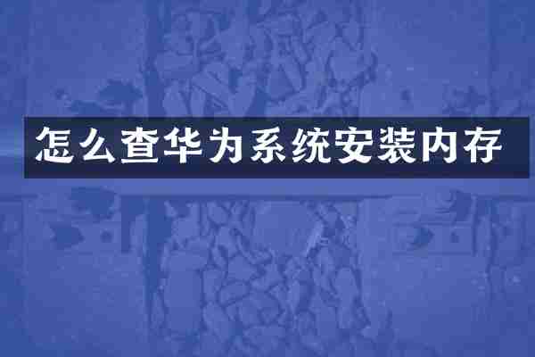 怎么查华为系统安装内存