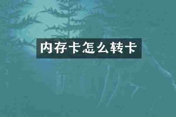内存卡怎么转卡