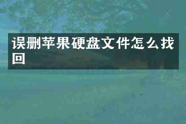 误删苹果硬盘文件怎么找回