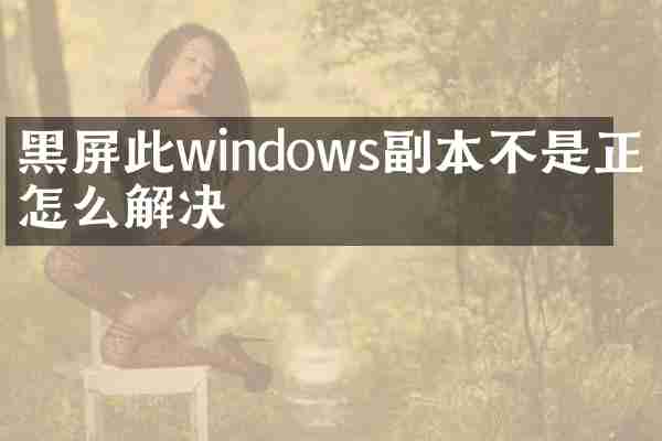 黑屏此windows副本不是正版怎么解决
