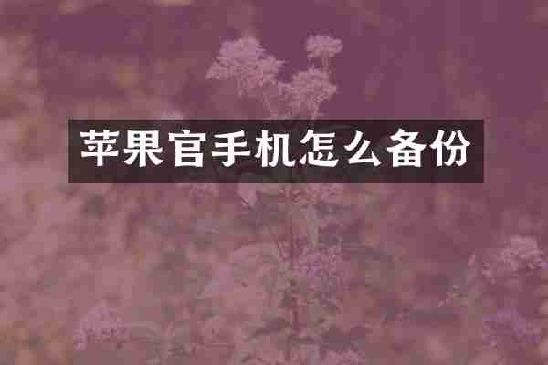 苹果官手机怎么备份